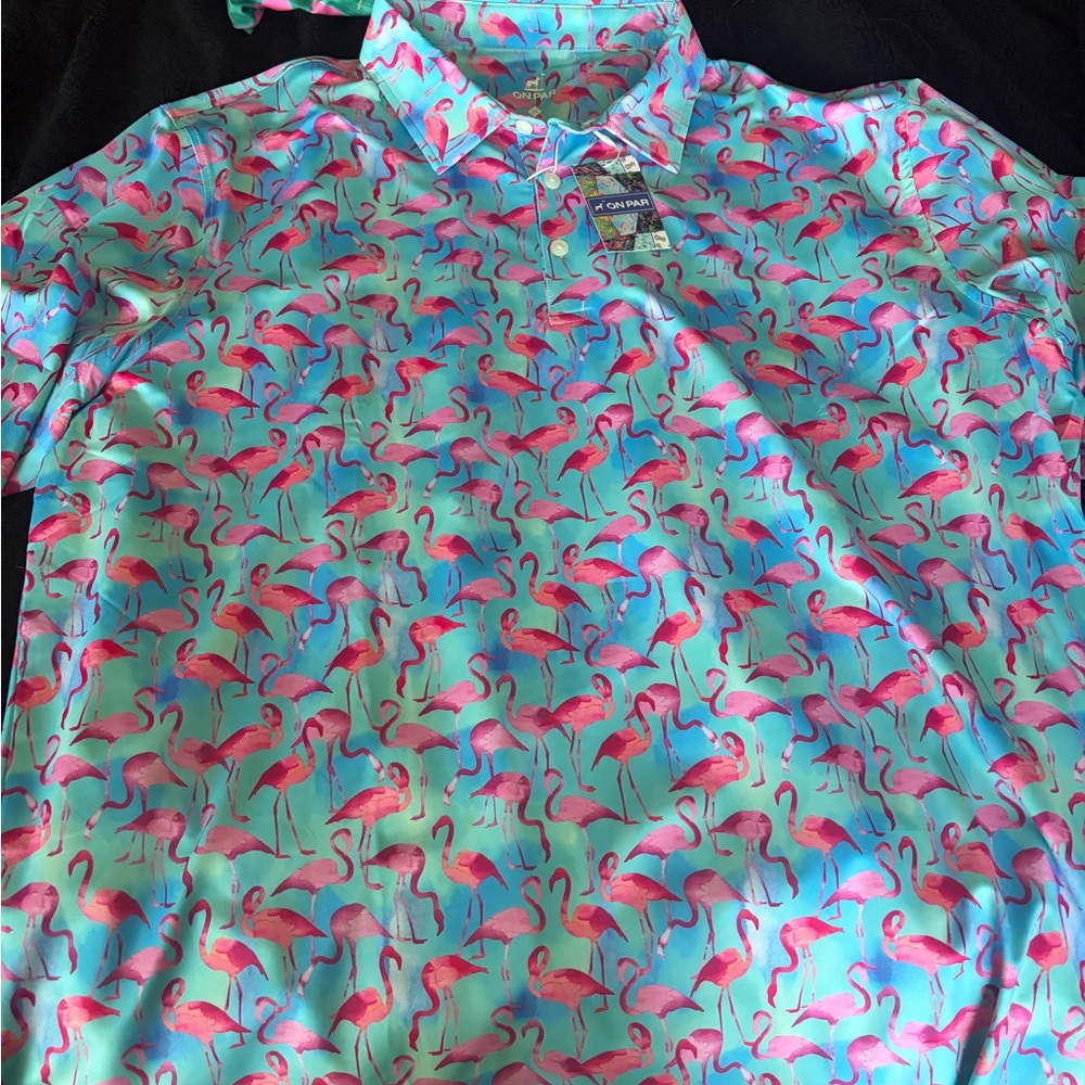 Flamingo Print Polo Shirt